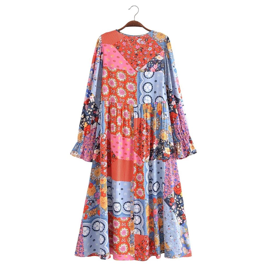Amoi Women Printed Tassel Lace up Dress - Image 5
