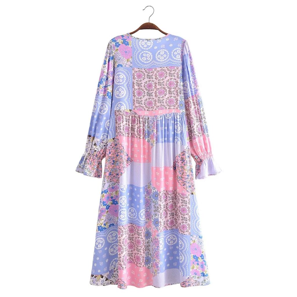 Amoi Women Printed Tassel Lace up Dress - Image 7