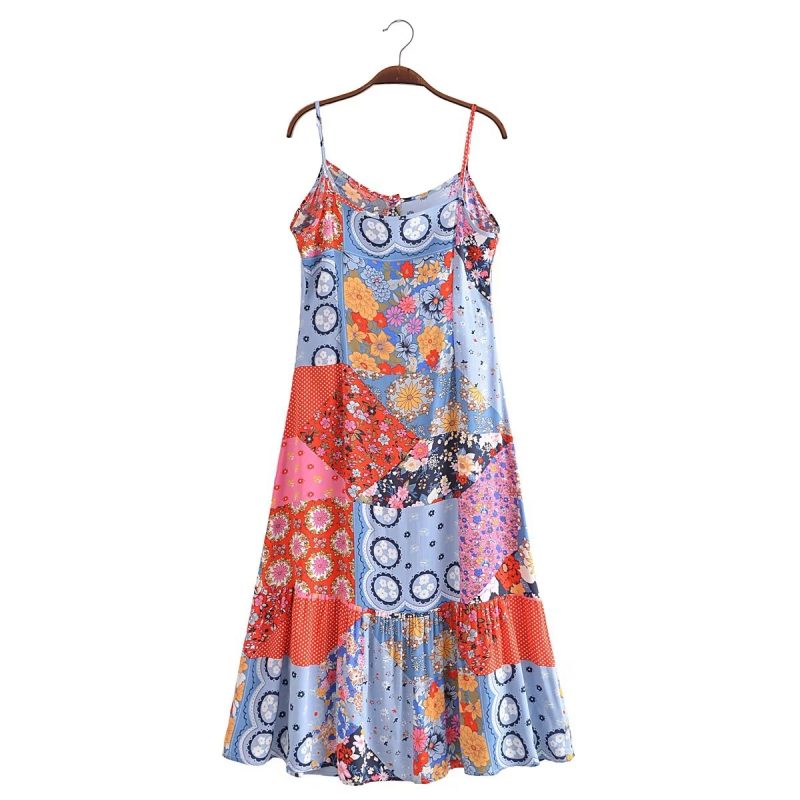 Spring Summer Elegant Women Clothing Strap Type Sleeveless V neck Swing Dress - Image 5