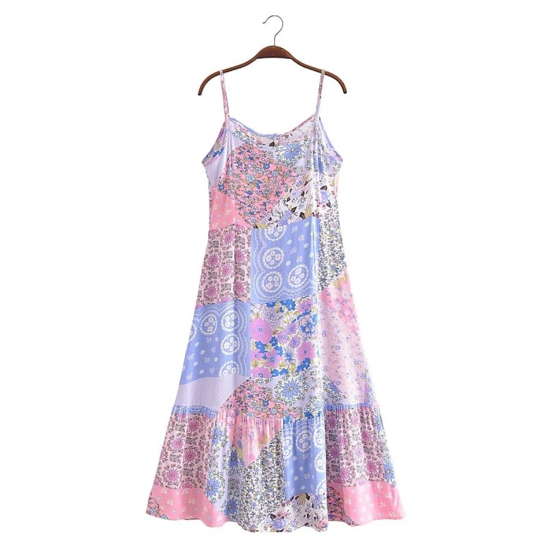 Spring Summer Elegant Women Clothing Strap Type Sleeveless V neck Swing Dress - Image 7