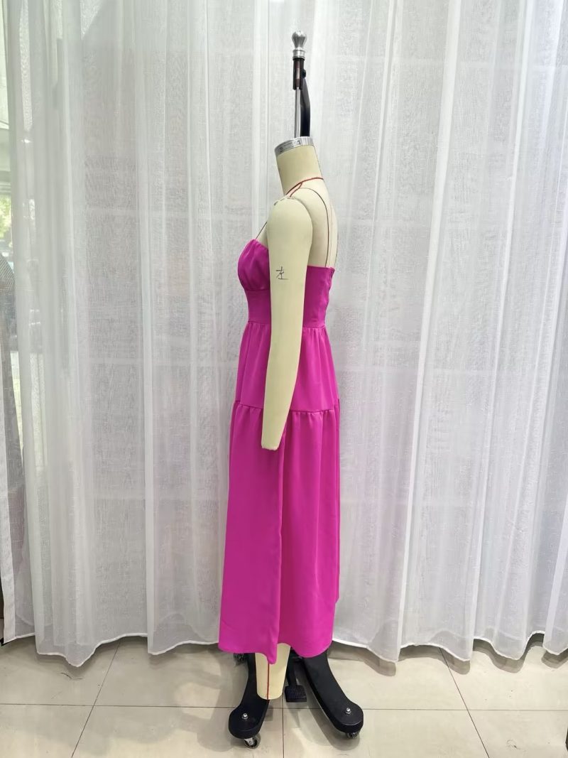 Spring Sexy Pink Dress Women Cocktail Formal Dress Satin Waist Tight - Image 2