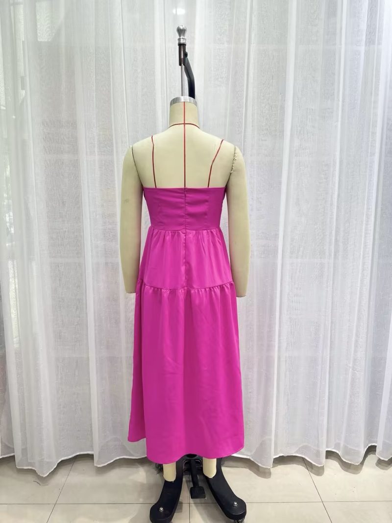 Spring Sexy Pink Dress Women Cocktail Formal Dress Satin Waist Tight - Image 3