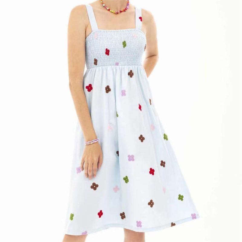 Women Clothing Summer Dotted Prints Fresh Bandeau Sling Dress