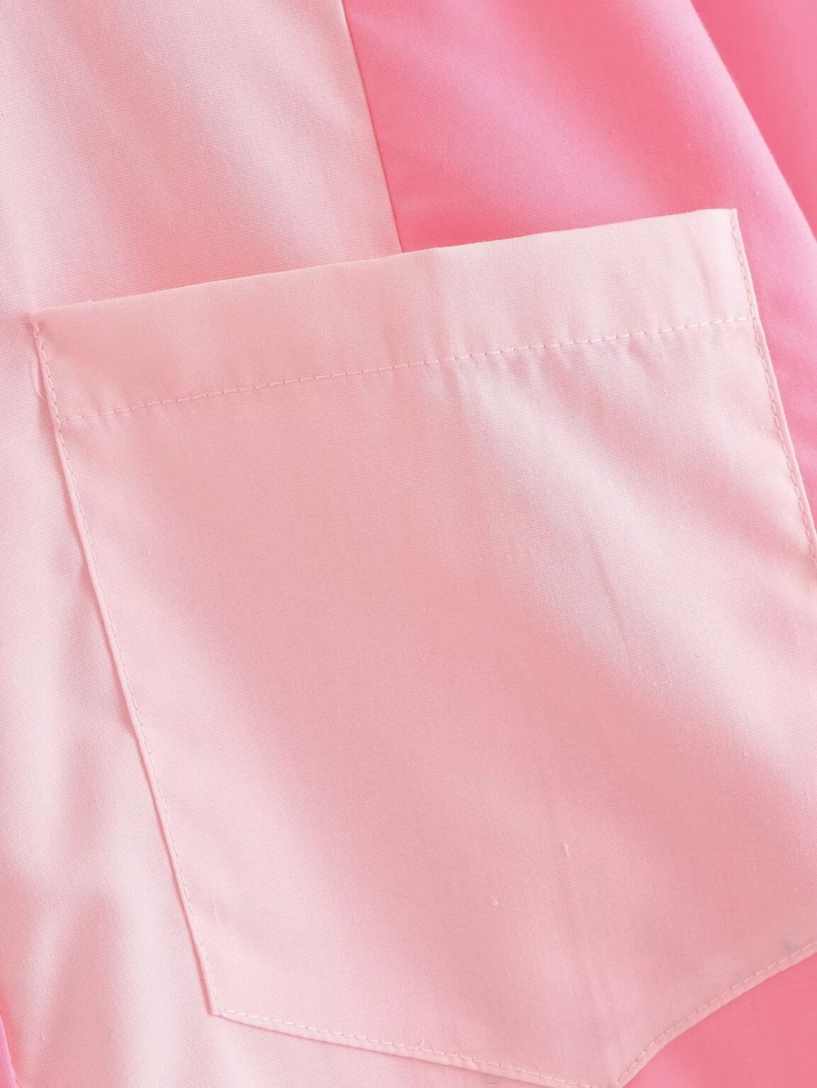 Collared Single Breasted Cuff Pinch Pleated Curved Hem Slit on Both Sides Women Loose Shirt - Image 6