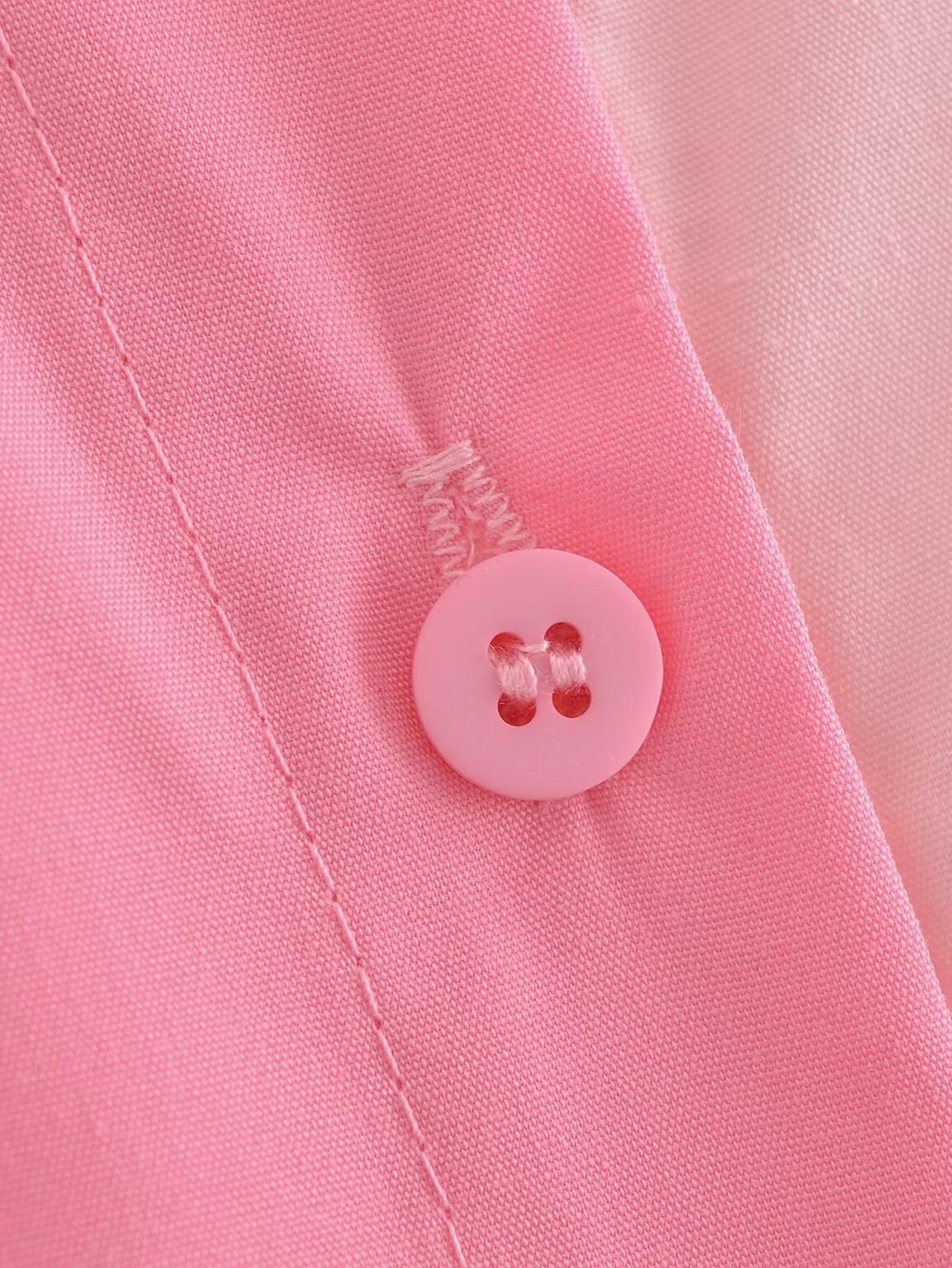 Collared Single Breasted Cuff Pinch Pleated Curved Hem Slit on Both Sides Women Loose Shirt - Image 8