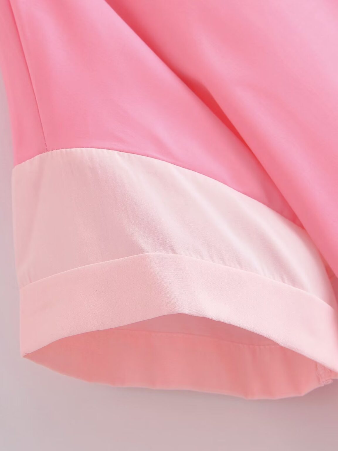 Collared Single Breasted Cuff Pinch Pleated Curved Hem Slit on Both Sides Women Loose Shirt - Image 10
