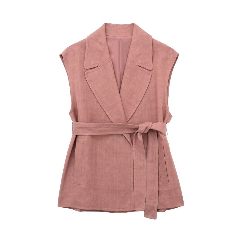Slim Fit Slimming Top Casual Simple Waistband Soft Vest Cold Solid Color Comfort Vest Set - Image 2