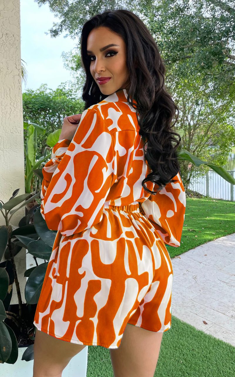 Loose Printed Long Shirt Casual Women Shorts Suit Summer Two Piece Suit - Image 2