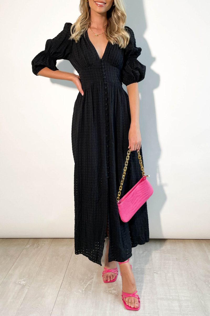 Ladies Spring Summer Dress French Fresh Chessboard Plaid Buckle Large Swing Dress - Image 13