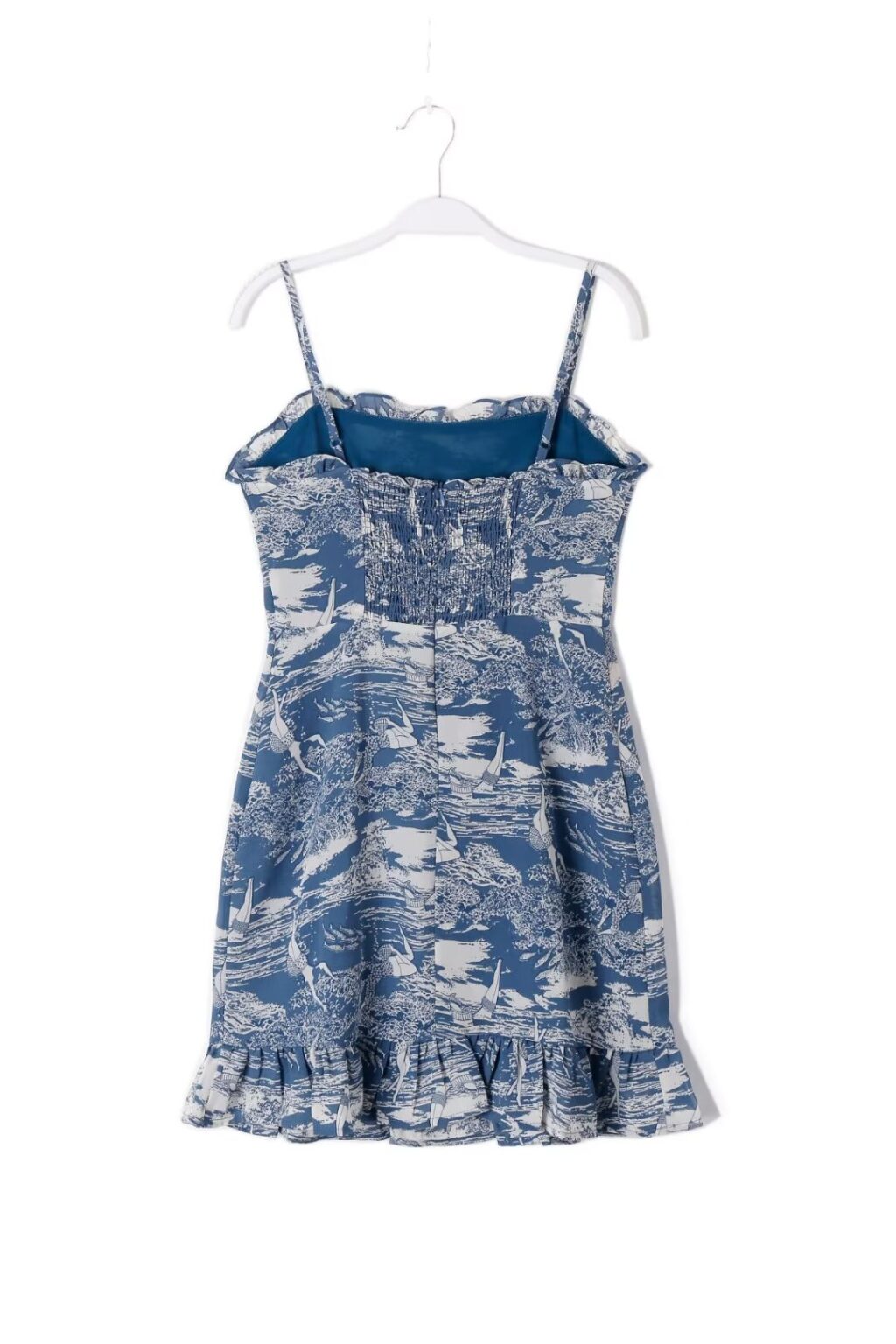 Women Elastic Printed A Line Short With Wooden Ear Back Retro Sexy Slim Fit Cami Dress - Image 2