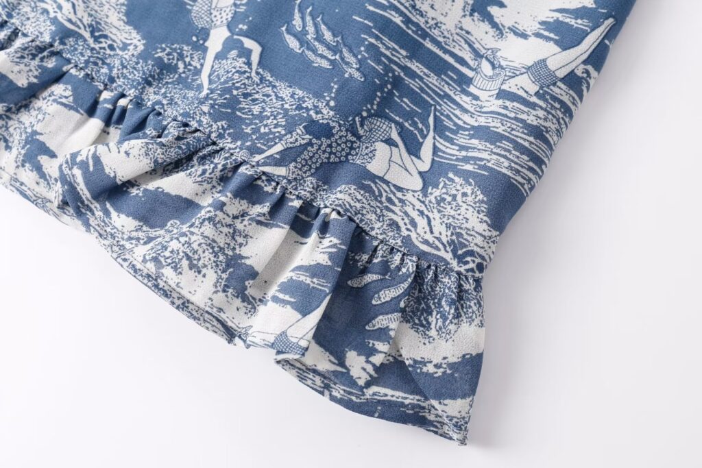 Women Elastic Printed A Line Short With Wooden Ear Back Retro Sexy Slim Fit Cami Dress - Image 6