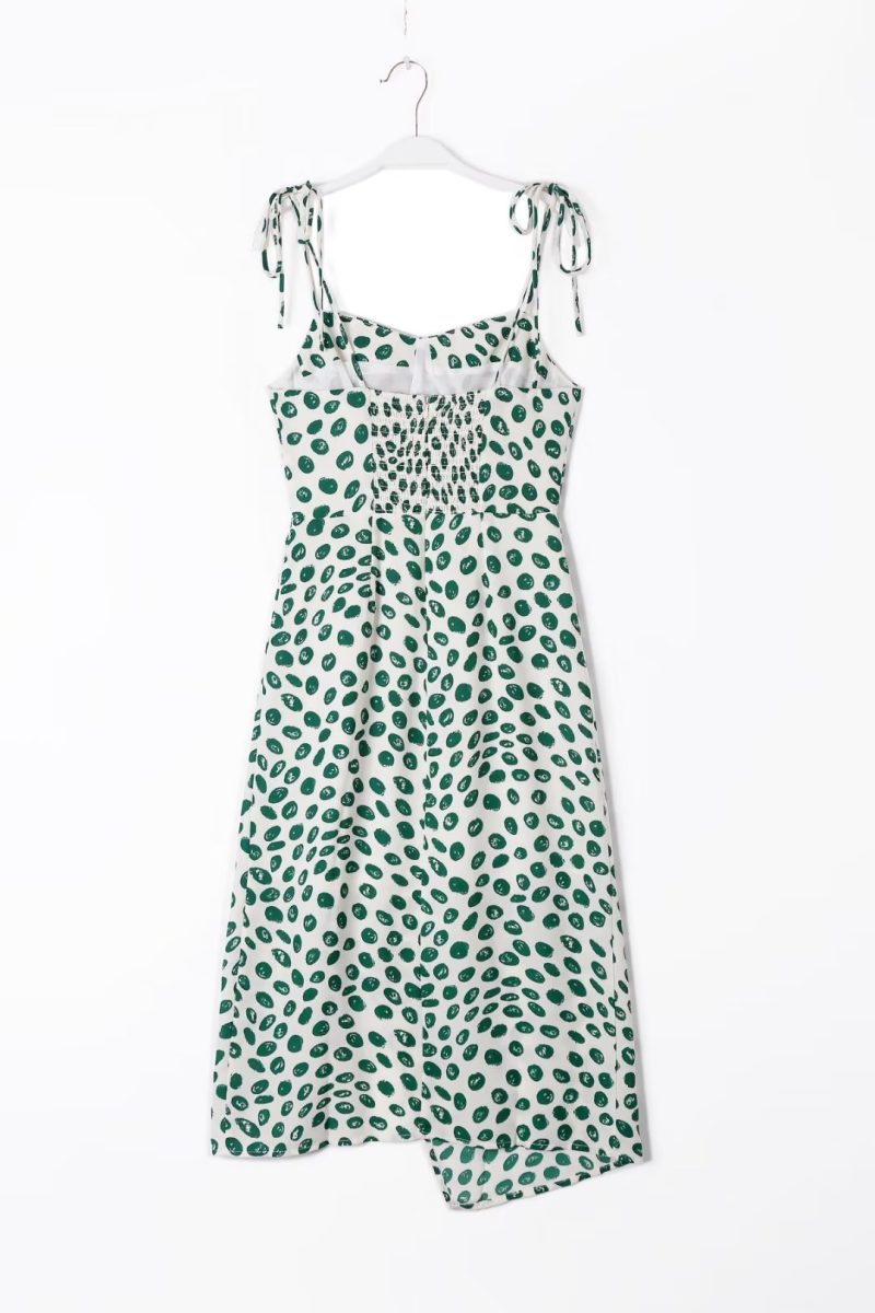 Design Pleated Irregular Asymmetric Slit Cami Dress Summer Waist Slimming Midi Dress - Image 6