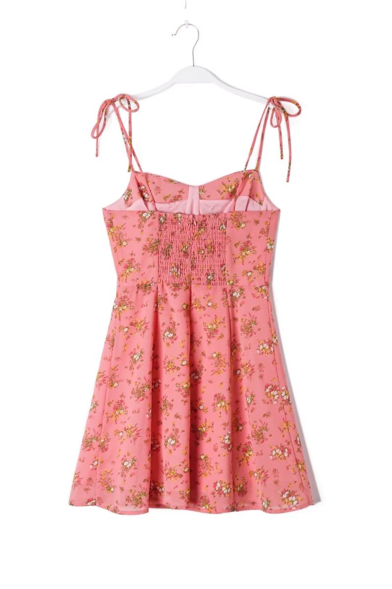 Fresh Sweet Lotus Leaf Slim Fit Holiday Dress Summer A Line Short French Girl Floral Slip Dress - Image 2