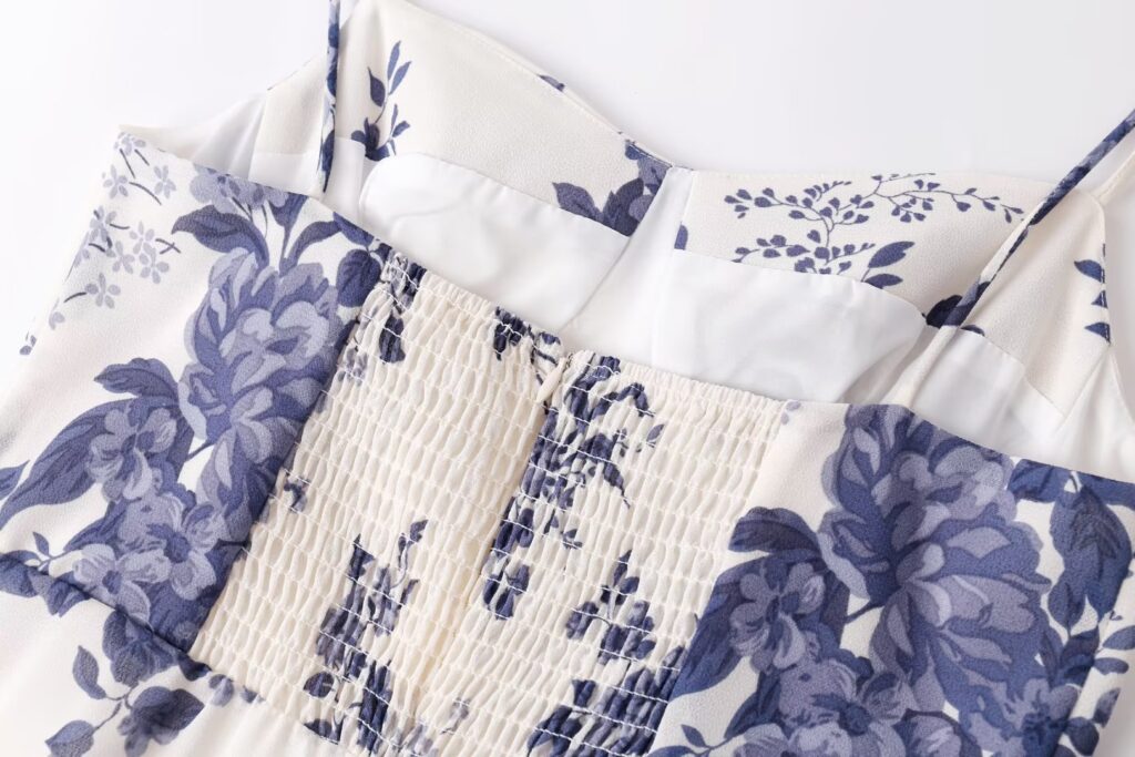 Summer Little Fresh Shoulder Strap Sleeveless Slip Dress Women Printed Waist Controlled Dress - Image 3