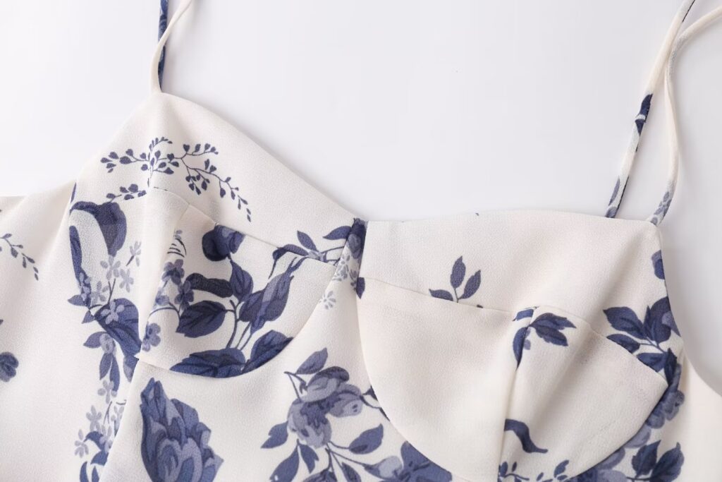 Summer Little Fresh Shoulder Strap Sleeveless Slip Dress Women Printed Waist Controlled Dress - Image 4