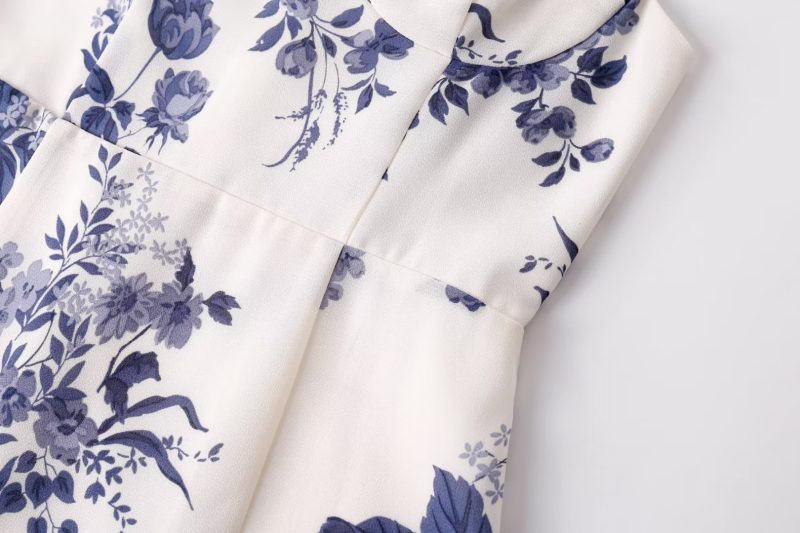 Summer Little Fresh Shoulder Strap Sleeveless Slip Dress Women Printed Waist Controlled Dress - Image 6