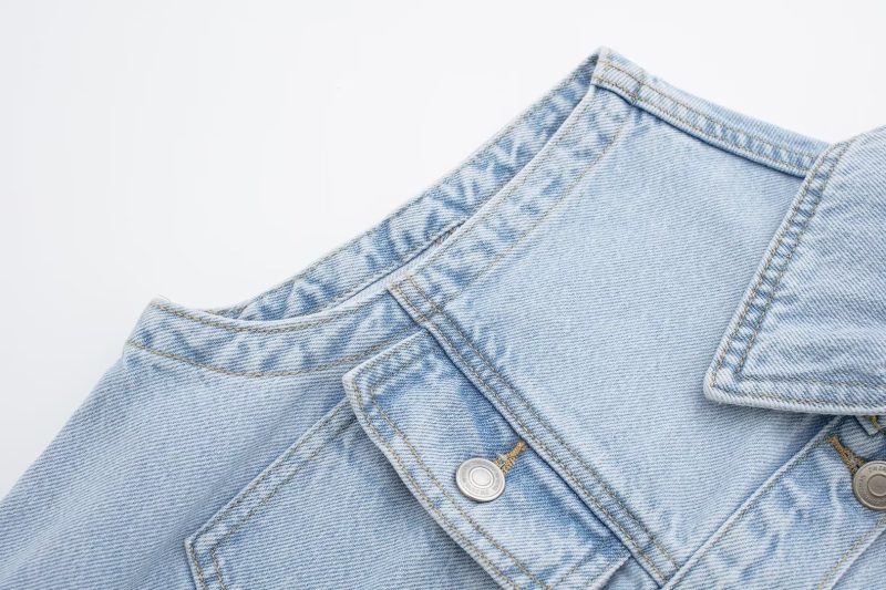 Shirt Collar Vest Dress Sleeveless Straight Slim Fit With Belt Denim Dress - Image 7
