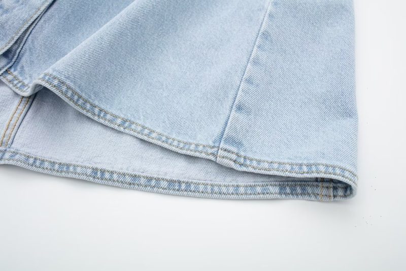 Shirt Collar Vest Dress Sleeveless Straight Slim Fit With Belt Denim Dress - Image 13