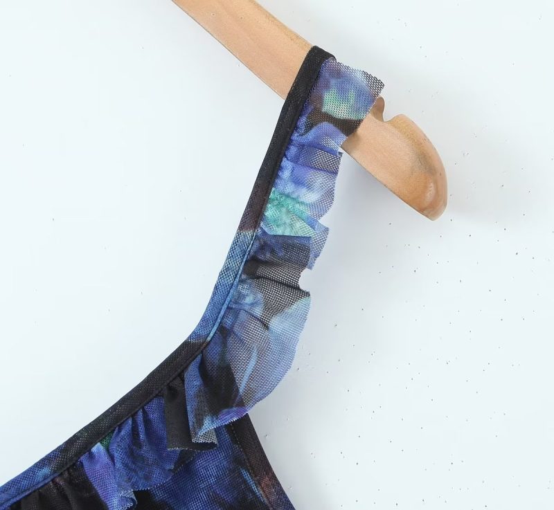 Summer Women Irregular Asymmetric Mesh Suspender Dress - Image 6