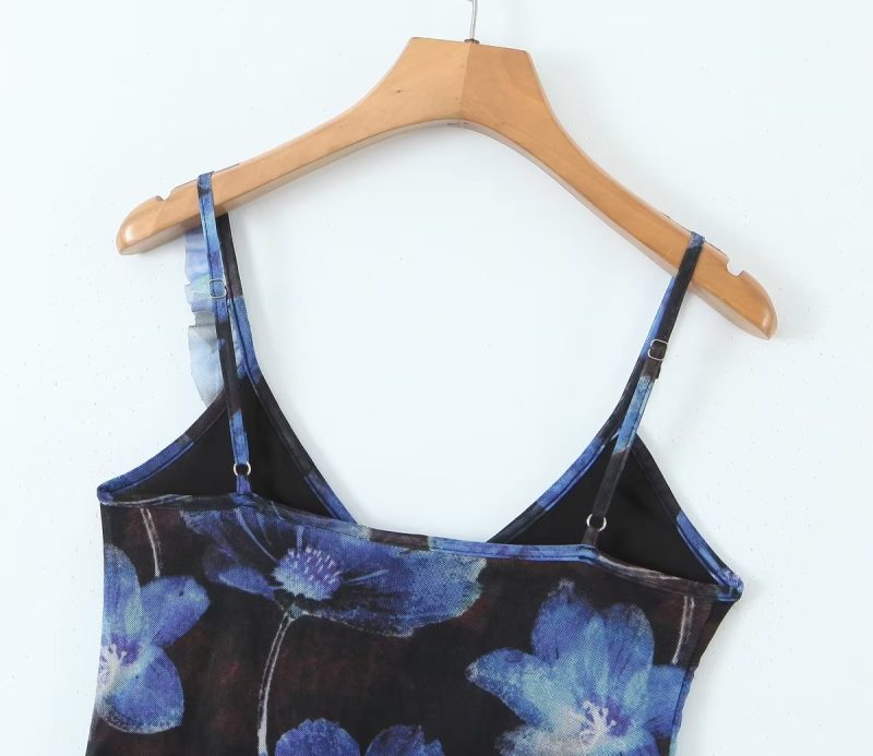 Summer Women Irregular Asymmetric Mesh Suspender Dress - Image 8