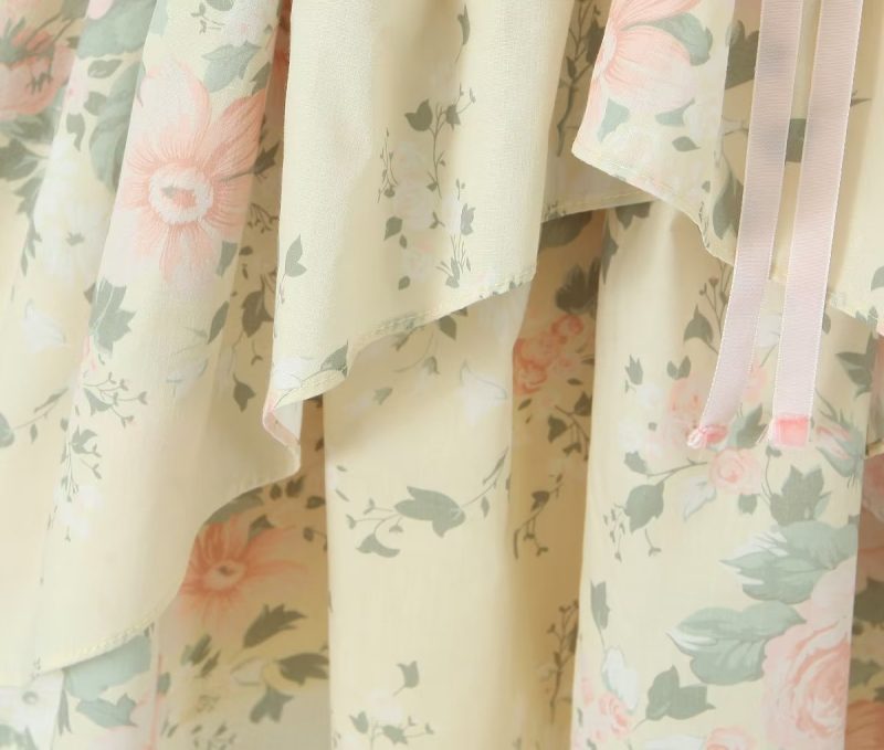 Floral Beautiful Puff Dress Puff Sleeve Design Dress Summer Sweet Floral Pettiskirt - Image 9