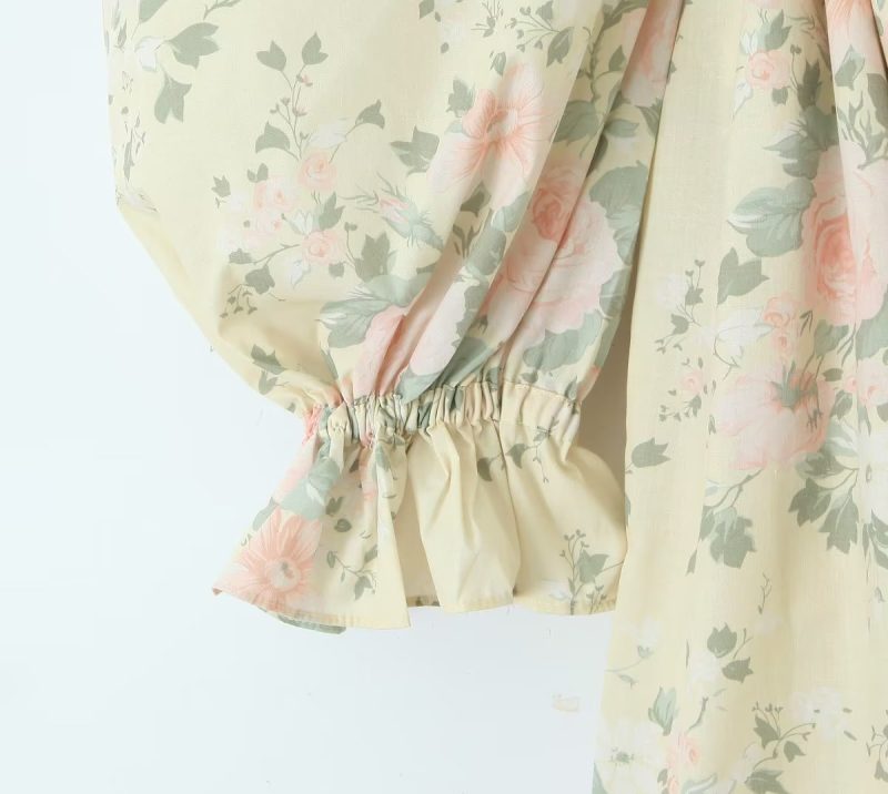 Floral Beautiful Puff Dress Puff Sleeve Design Dress Summer Sweet Floral Pettiskirt - Image 10