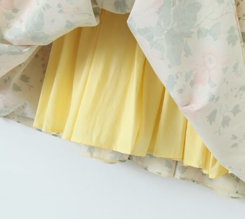 Floral Beautiful Puff Dress Puff Sleeve Design Dress Summer Sweet Floral Pettiskirt - Image 11