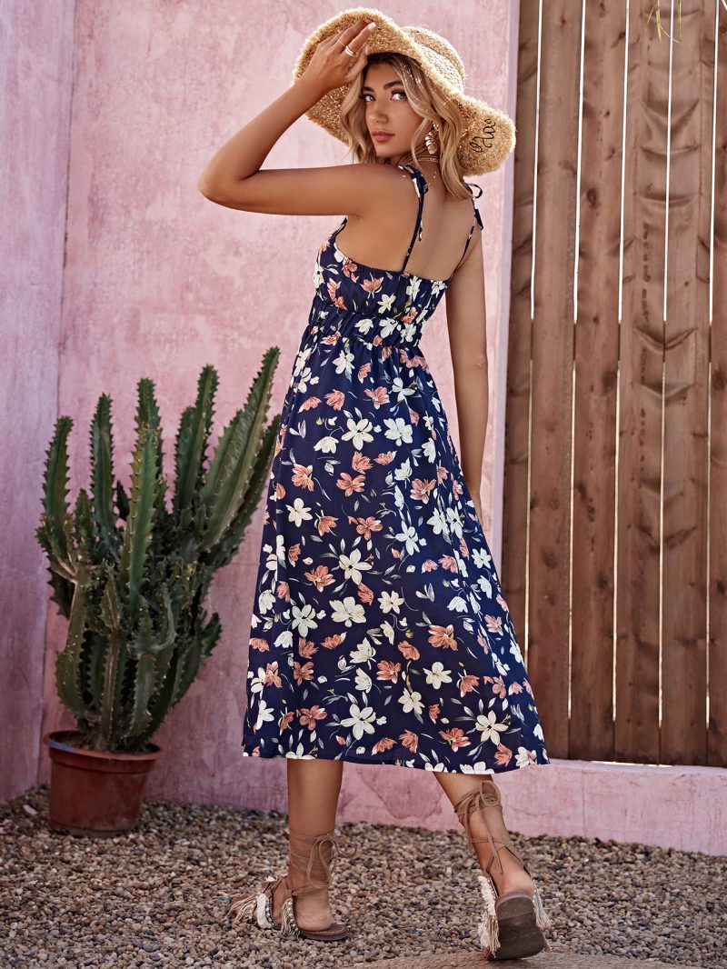 Lady Sexy Spaghetti-Strap Floral Print Dress Summer Clothing - Image 3