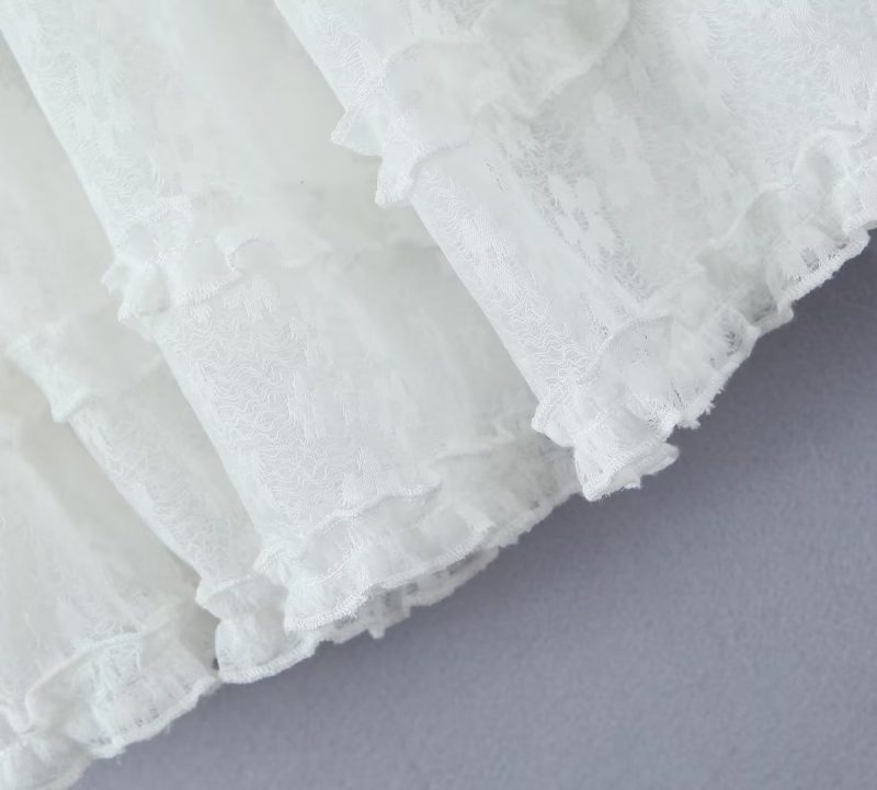 Halter Lace up Square Collar Puff Sleeve Dress Sexy Waist Controlled Slim Fit Wooden Ear Women - Image 9
