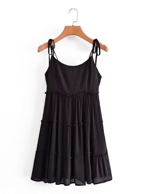 Summer Sexy Backless Midi Strap A line Dress Women Dress