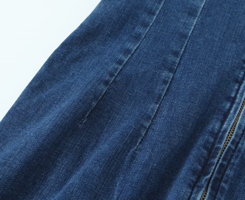 Summer Women Clothing Sexy Straight Strapless Dress Slim Fit Slit Denim Dress - Image 9