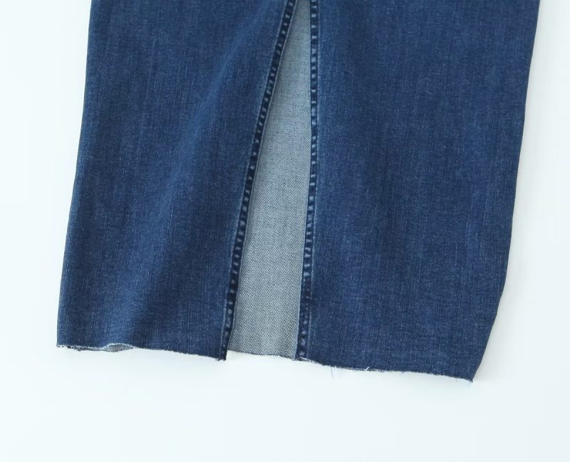 Summer Women Clothing Sexy Straight Strapless Dress Slim Fit Slit Denim Dress - Image 10