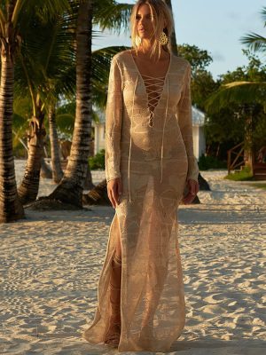 Knitted Maxi Dress Chest Strap Beach Dress Beach Dress Blouse Knitted Sun Protection Clothing