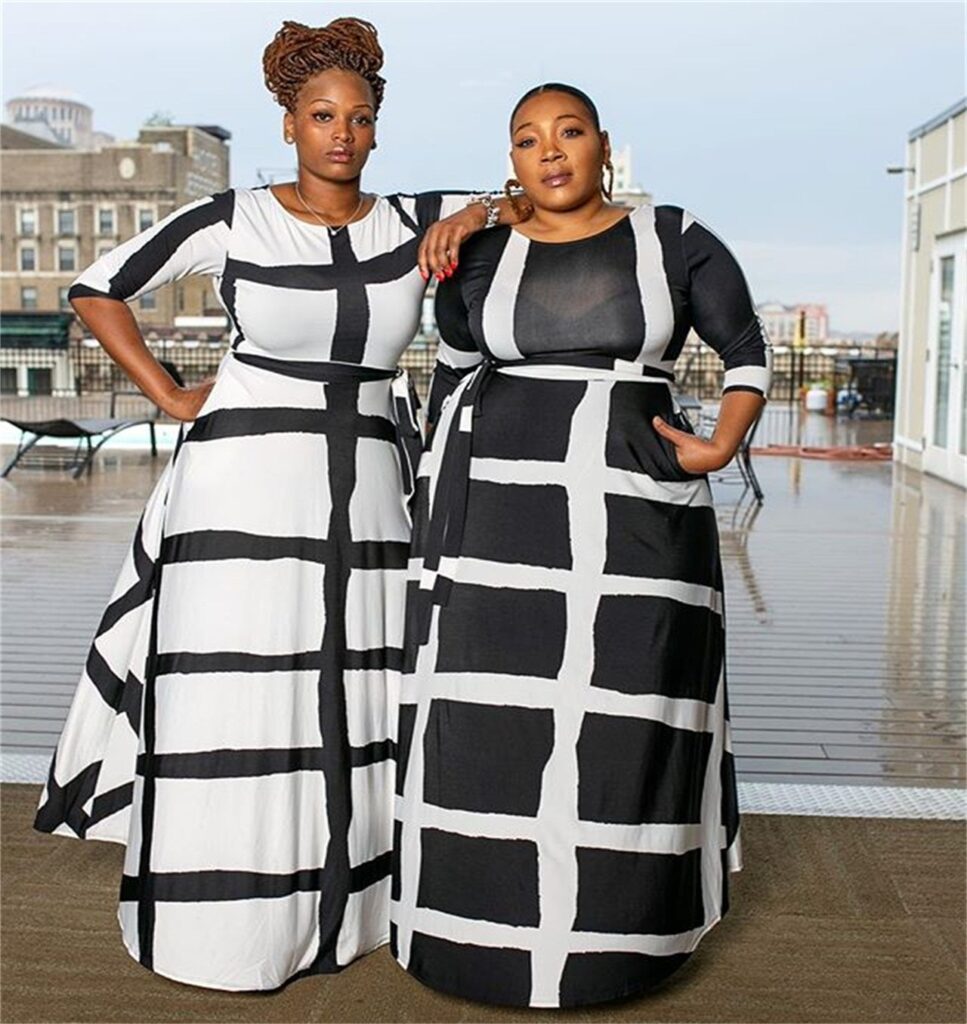 Plus Size Popular  Striped Positioning Printing Half Length Sleeve Dress - Image 5