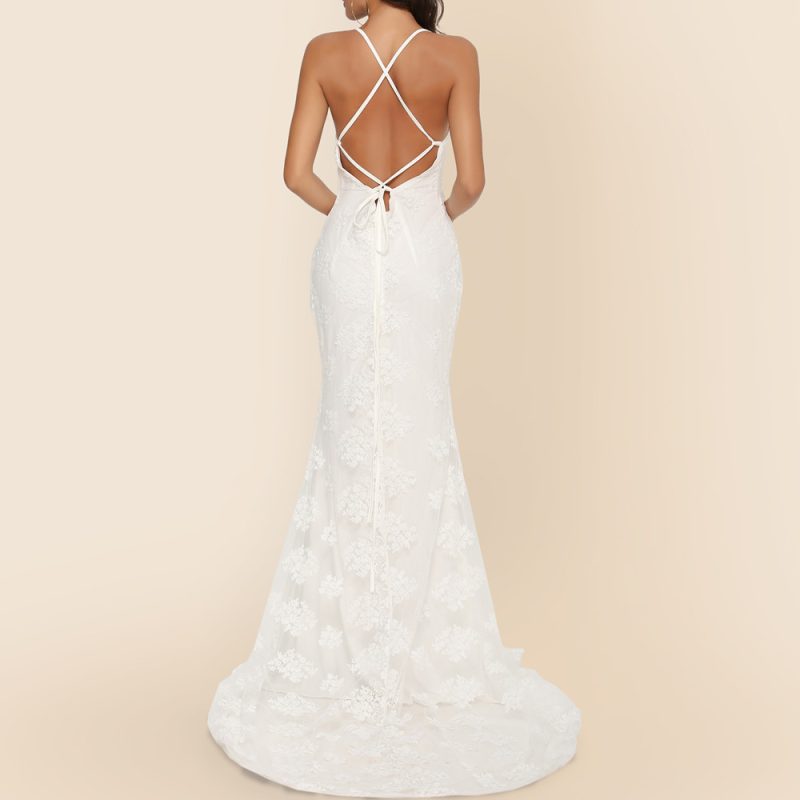 Wedding Women -selling Dress Sexy V-neck Brace Big Trailing Dress - Image 3