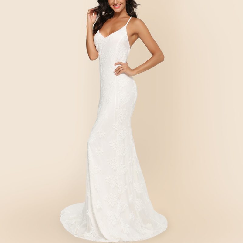 Wedding Women -selling Dress Sexy V-neck Brace Big Trailing Dress - Image 2