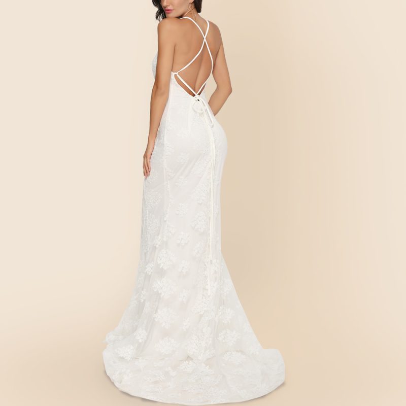 Wedding Women -selling Dress Sexy V-neck Brace Big Trailing Dress - Image 4