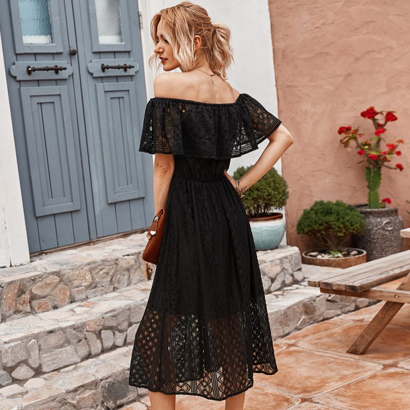 Women Off shoulder Dress Hollow Out Cutout Sexy Dress - Image 3