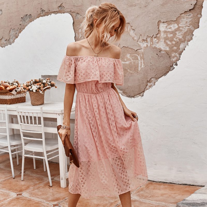 Women Off shoulder Dress Hollow Out Cutout Sexy Dress