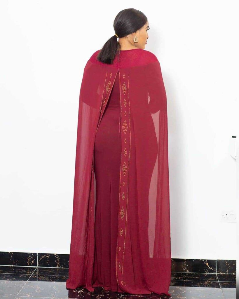 Plus Size African Dress Elegant Chiffon Long Sleeve Heavy Embroidery Drilling Bubble Beads Sheath Fishtail Stretch - Image 2