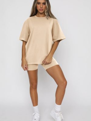 Summer Solid Color Short Sleeve round Neck Pullover Top Urban Casual Shorts Suit Women