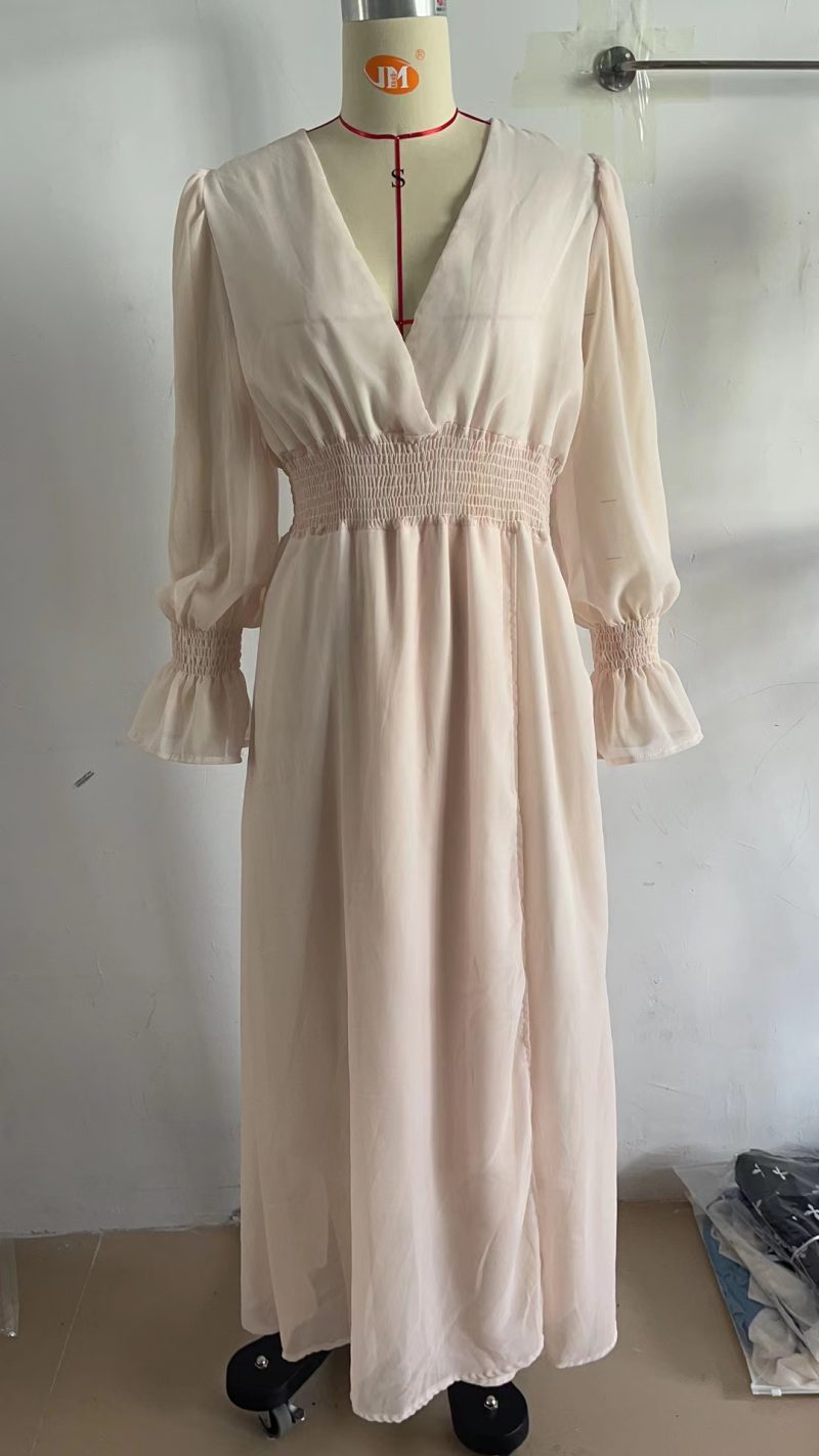 Spring Summer Waist-Tight Petal Sleeve Chiffon Dress - Image 6