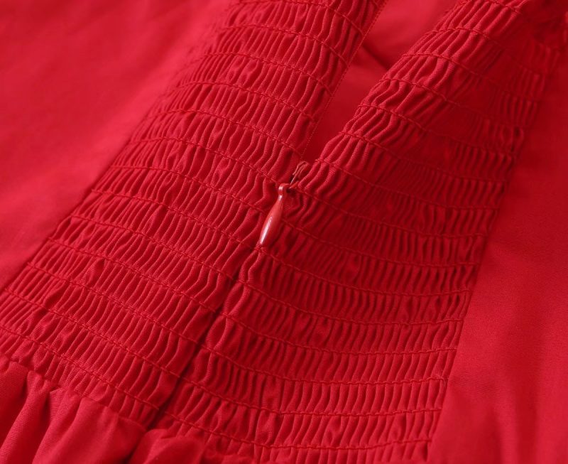 Summer Bow Lace-up Red Waisted Strap Dress Maxi Dress - Image 7