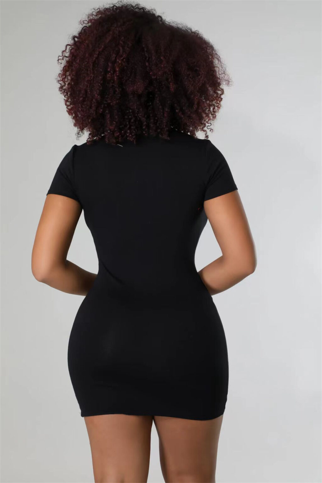 round Neck Design Chain Criss Cross Hollow Out Cutout Print Dress Women Clothing - Image 5