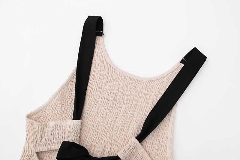 Pleated Lace-up Vest Sleeveless Dress Loose Casual A line Dress Maxi Dress Summer - Image 5