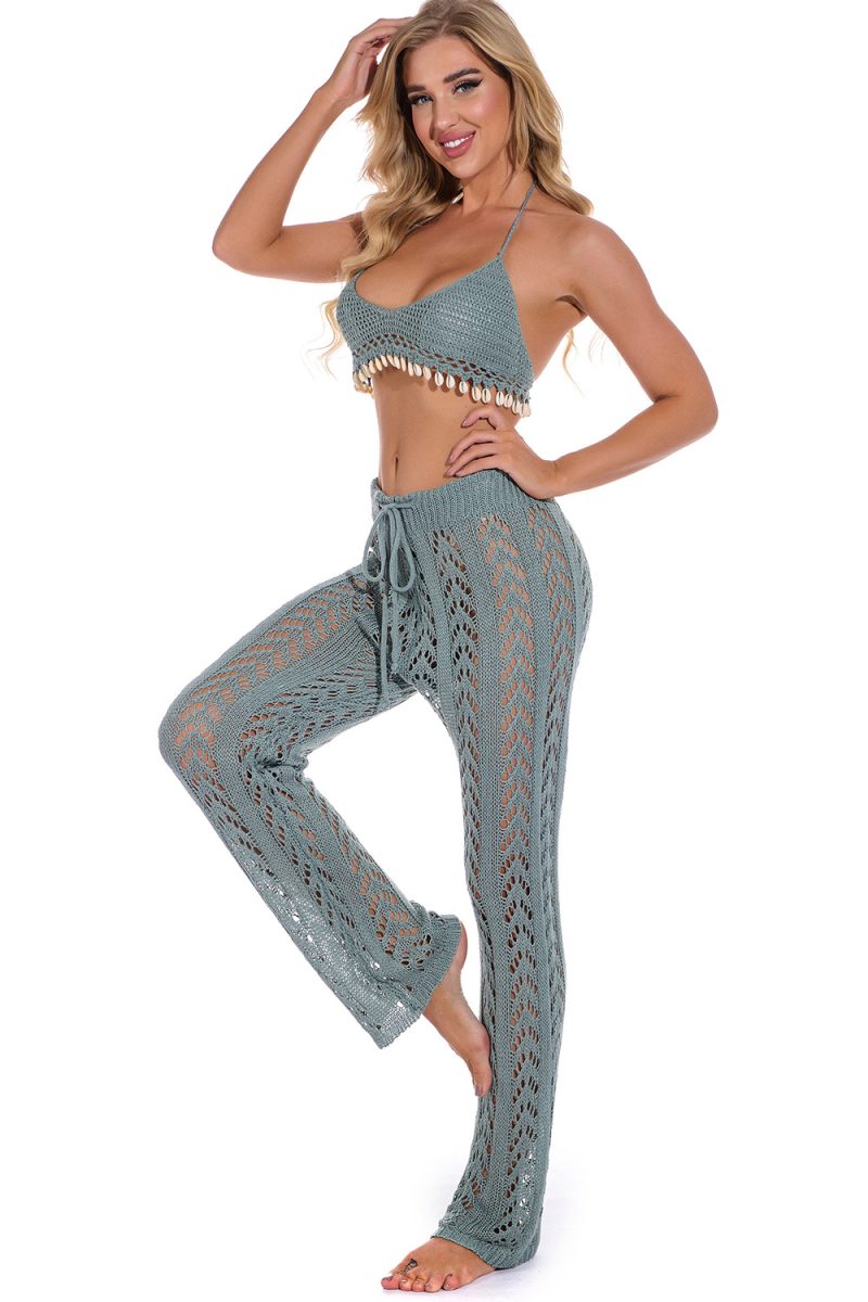 Arrival Hollow Out Hollow Out Cutout out Hand Crochet Loose Wide Trousers Vacation Beach Pants Trousers - Image 3