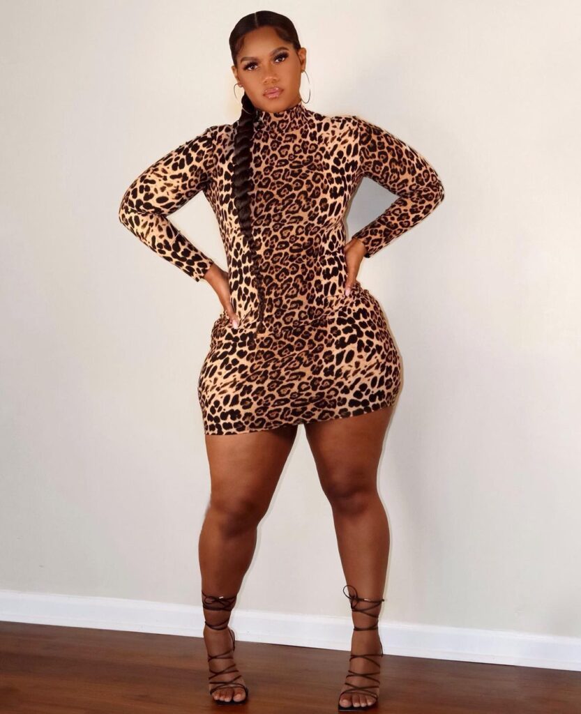 Plus Size Plus Size Women Clothing Women Clothing New Early Autumn Leopard Print Dress