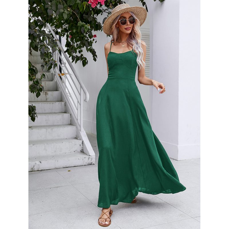 Women Sling Rope Dress Summer A Swing Dress - Image 3