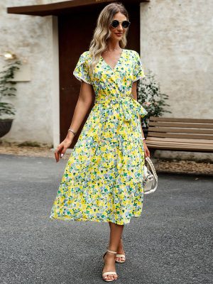 Summer Vacation Casual Floral Dress