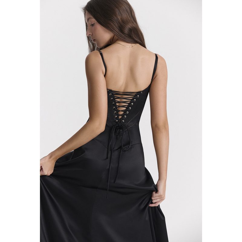 Women Wear Sexy Sling Dress Slim Fit Backless Maxi Dress Black Dress Women Evening Dress - Image 3